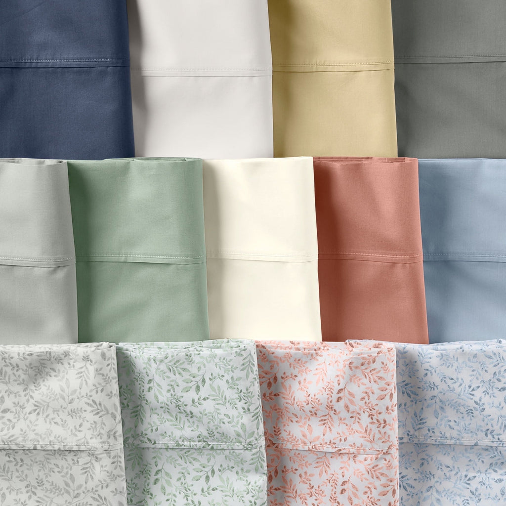 Ultra-Soft Cool & Crisp 4-Piece 300 Thread Count Green River Cotton Percale Sheet Set, Queen - Breathable Egyptian Cotton Flat & Fitted Sheets Detail