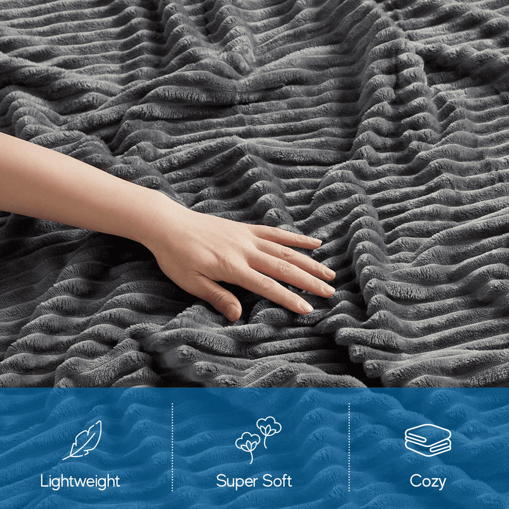 Lightweight Warm Cut Plush Fleece Blanket, Soft Lightweight Fuzzy Luxury Throw Size Bed Blankets for Bed, Throw, Gray - Luxury Knitted Decorative Throw Blanket with Fringes Detail