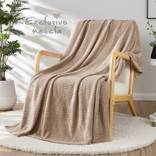 Decorative Knitted Soft Throw Blanket, 50"x60", Camel - Cozy Fleece Throw Blanket for Couch & Bed Detail