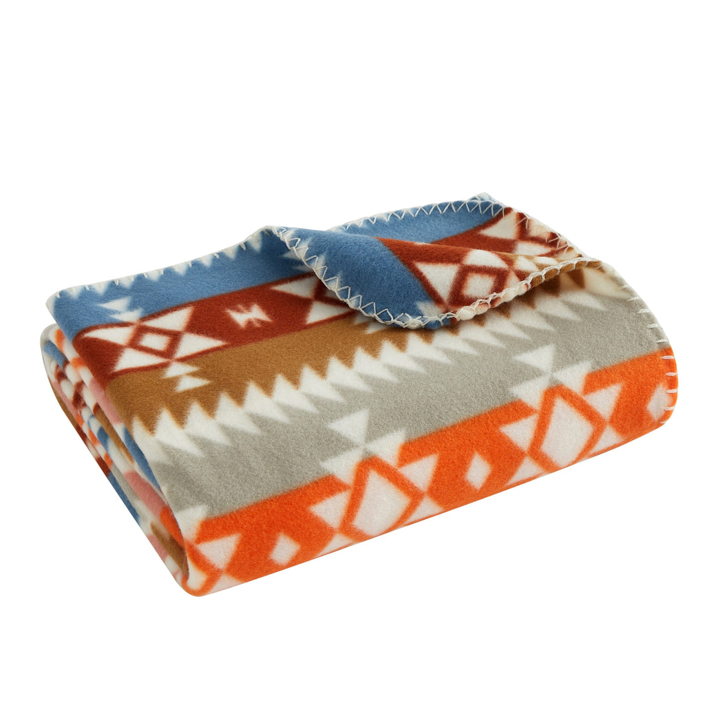 Reversible Sherpa Stripe Fleece Throw - Cozy Fleece Throw Blanket for Couch & Bed Detail