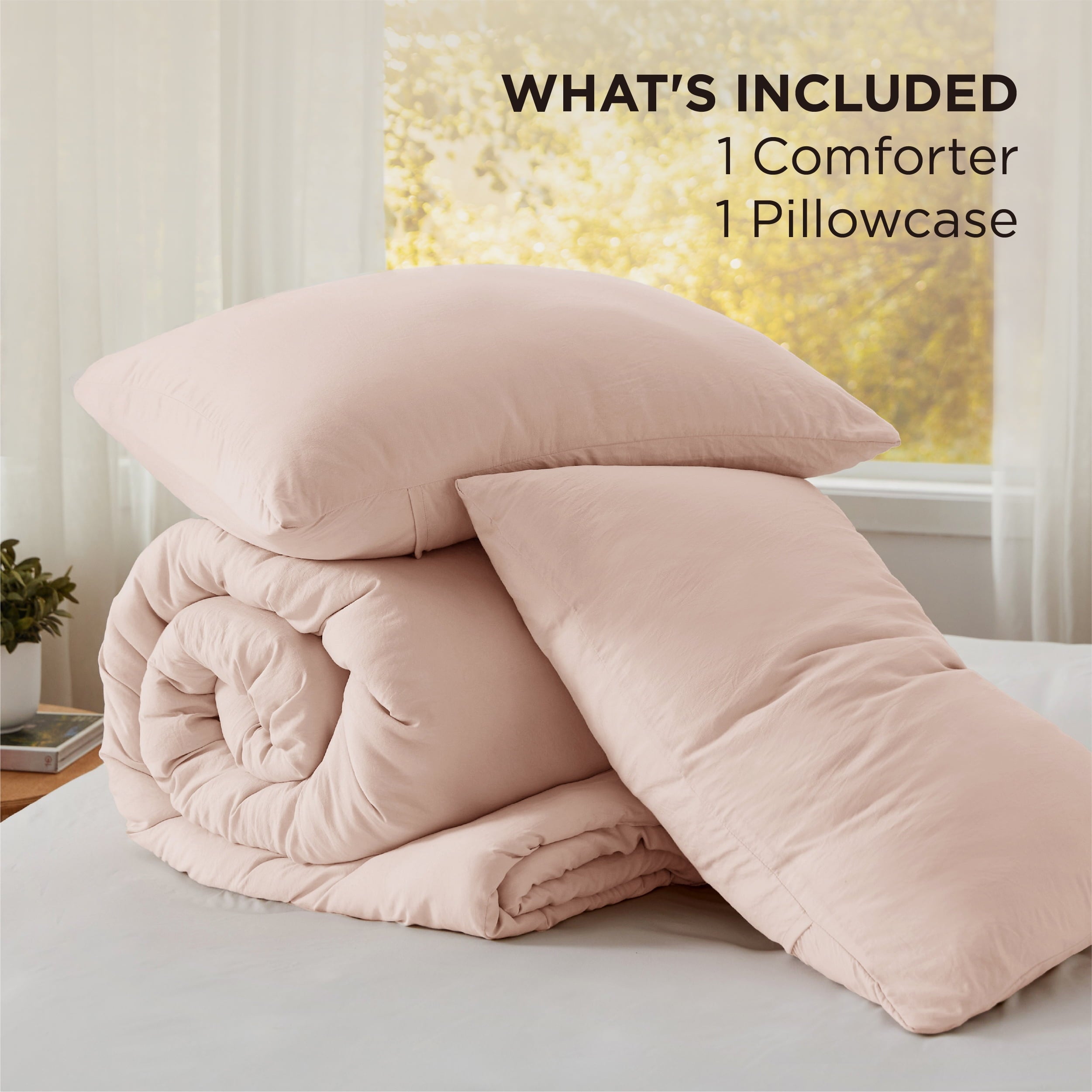 Heavyweight Warmth 2 Pieces Twin Comforter Bedding Set, Pink Comforter Set for All Seasons, 1 Lightweight Prewashed Comforter and 1 Pill... - Hypoallergenic Ultra-Fluffy Quilt for Winter Detail