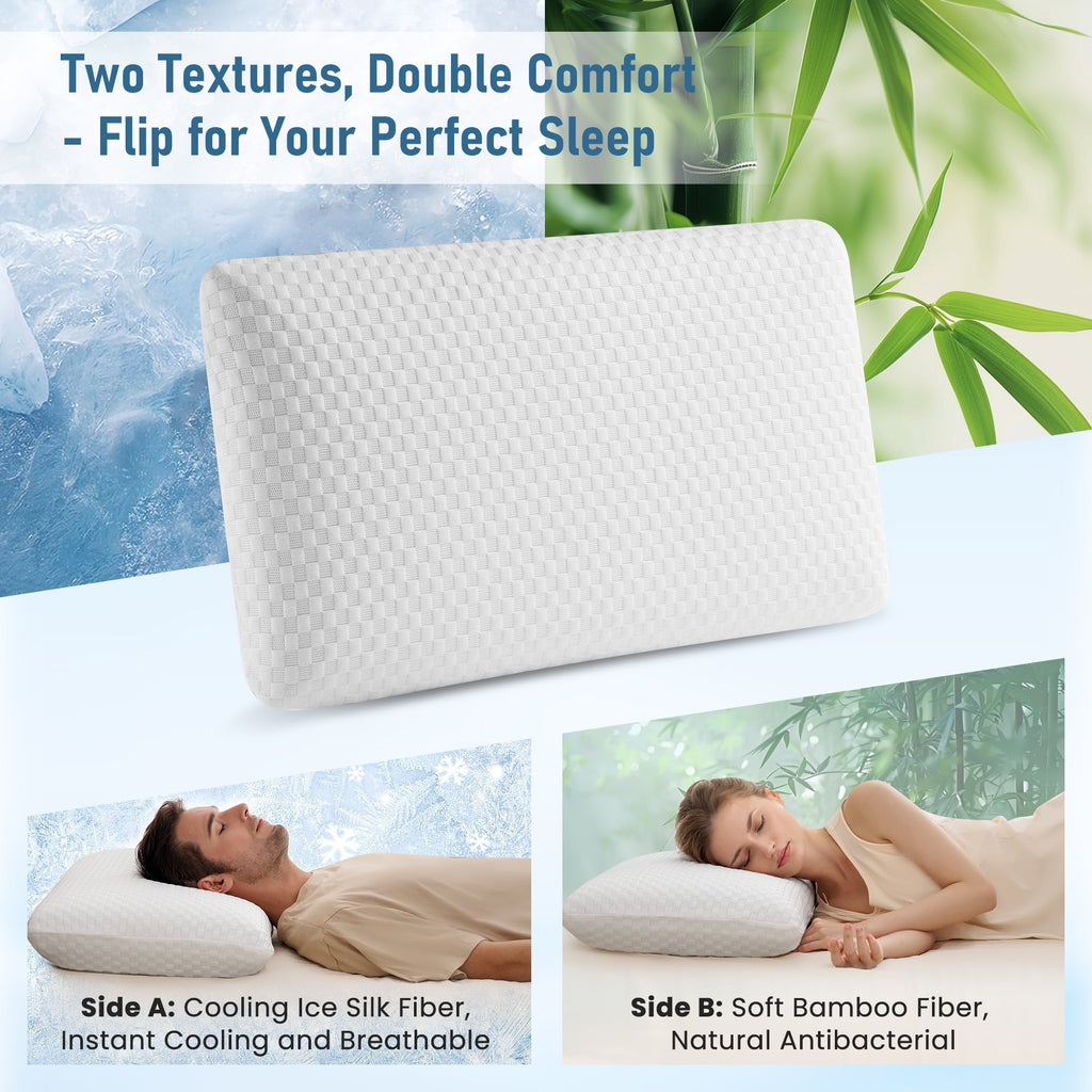 Decorative Plump Memory Foam Pillow for Bed, Cooling Pillow with Extra Height Pad, Supportive Bed Pillow for Side, Back & Hot Sleepers... - Orthopedic Shredded Foam Bed Pillow Set Detail