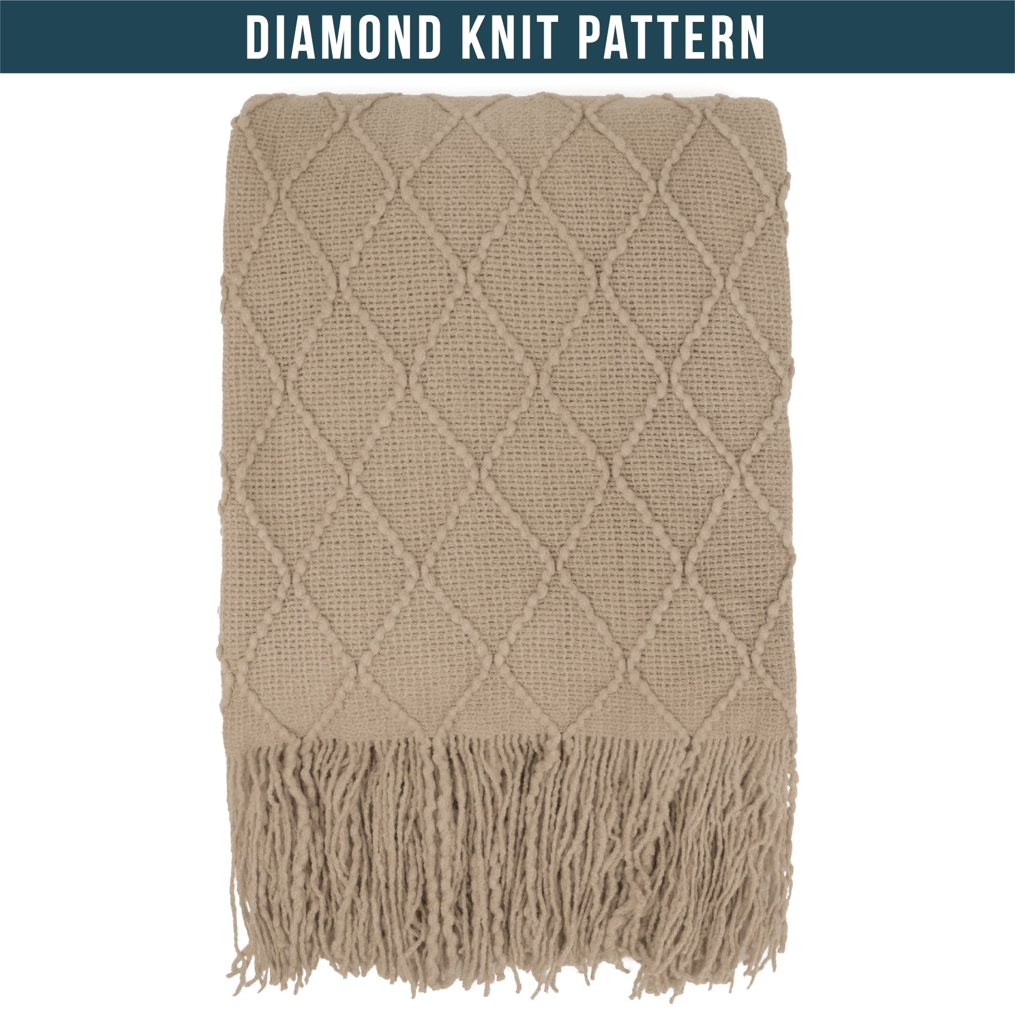 Reversible Sherpa Tan Taupe Knit Throw Blanket for Couch Bed, Soft Knitted Farmhouse Sofa Throw for Living Room, Lightweight Decorative... - Lightweight Plush Warm Blanket for All Seasons Detail