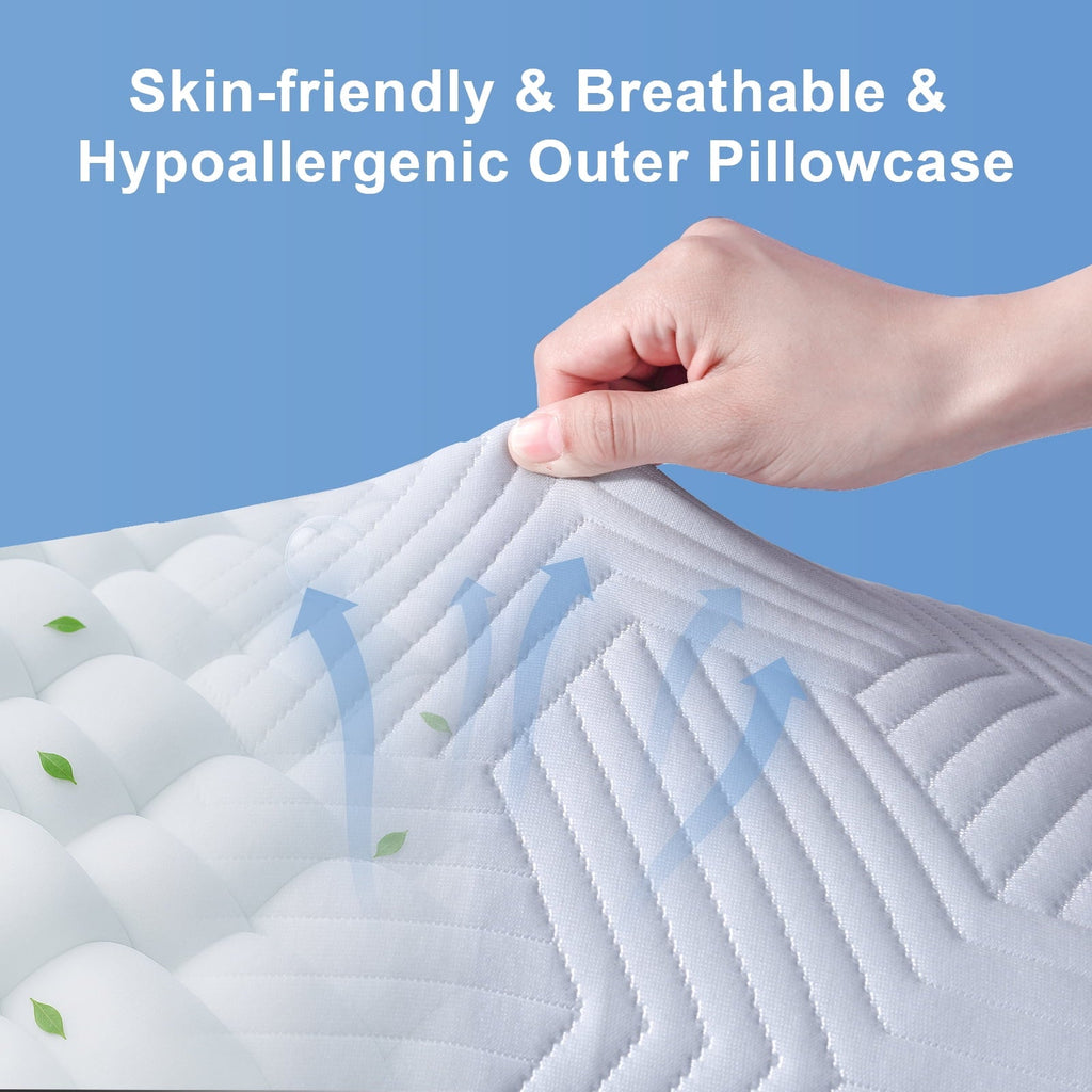 Hotel Collection Soft Bed Pillow, Shredded Memory Foam Pillow, Comfortable Sleeping Pillow, Standard Size, Affordable Everyday Use - Decorative Throw Pillow Cushion for Sofa & Bed Detail