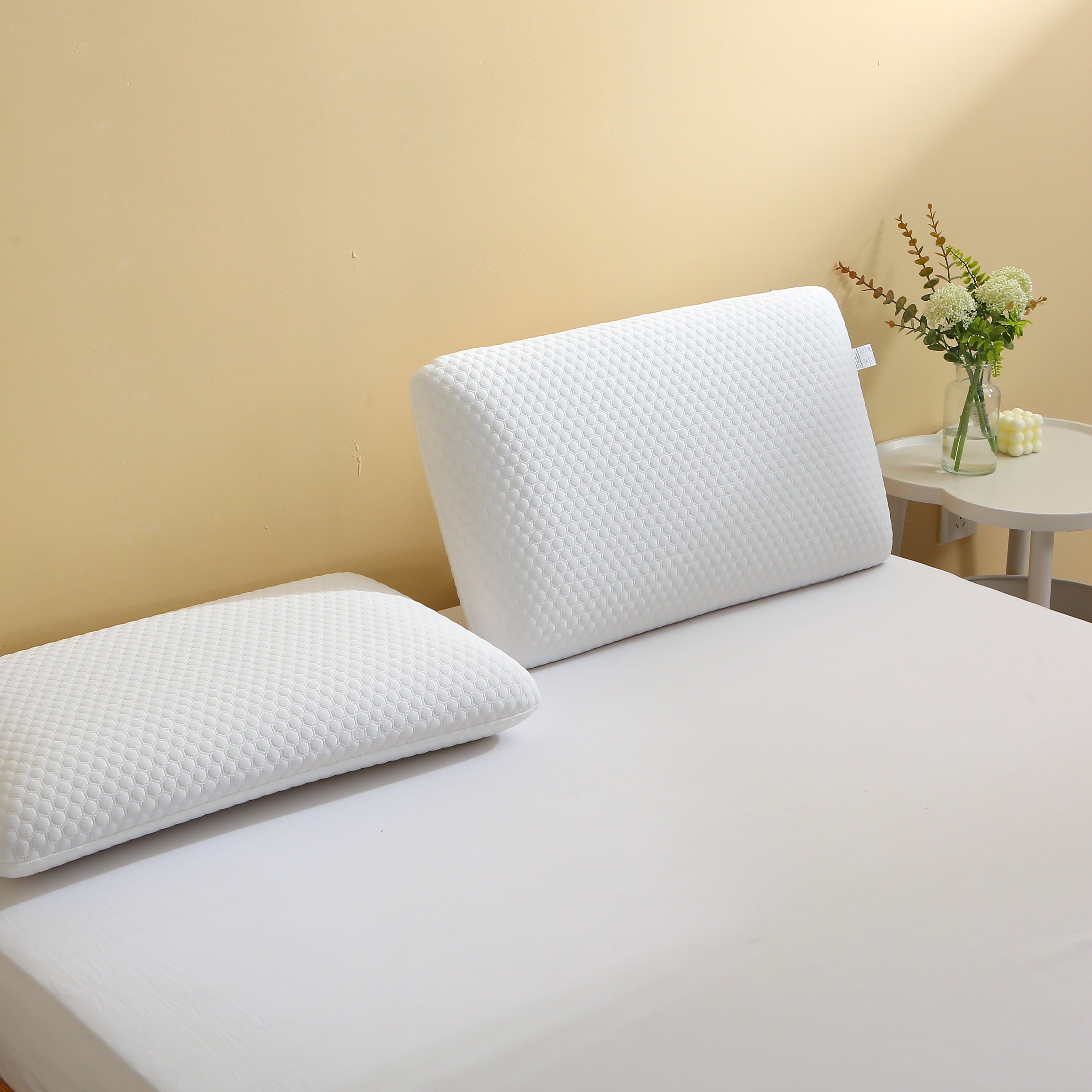 Fluffy Shredded Memory Foam Bed Pillows, Pillow for Side and Back Sleeper, Pillow for Neck Pain Relief, Washable Removable Cover, Sof... - Ergonomic Memory Foam Pillow for Neck Pain Support Detail