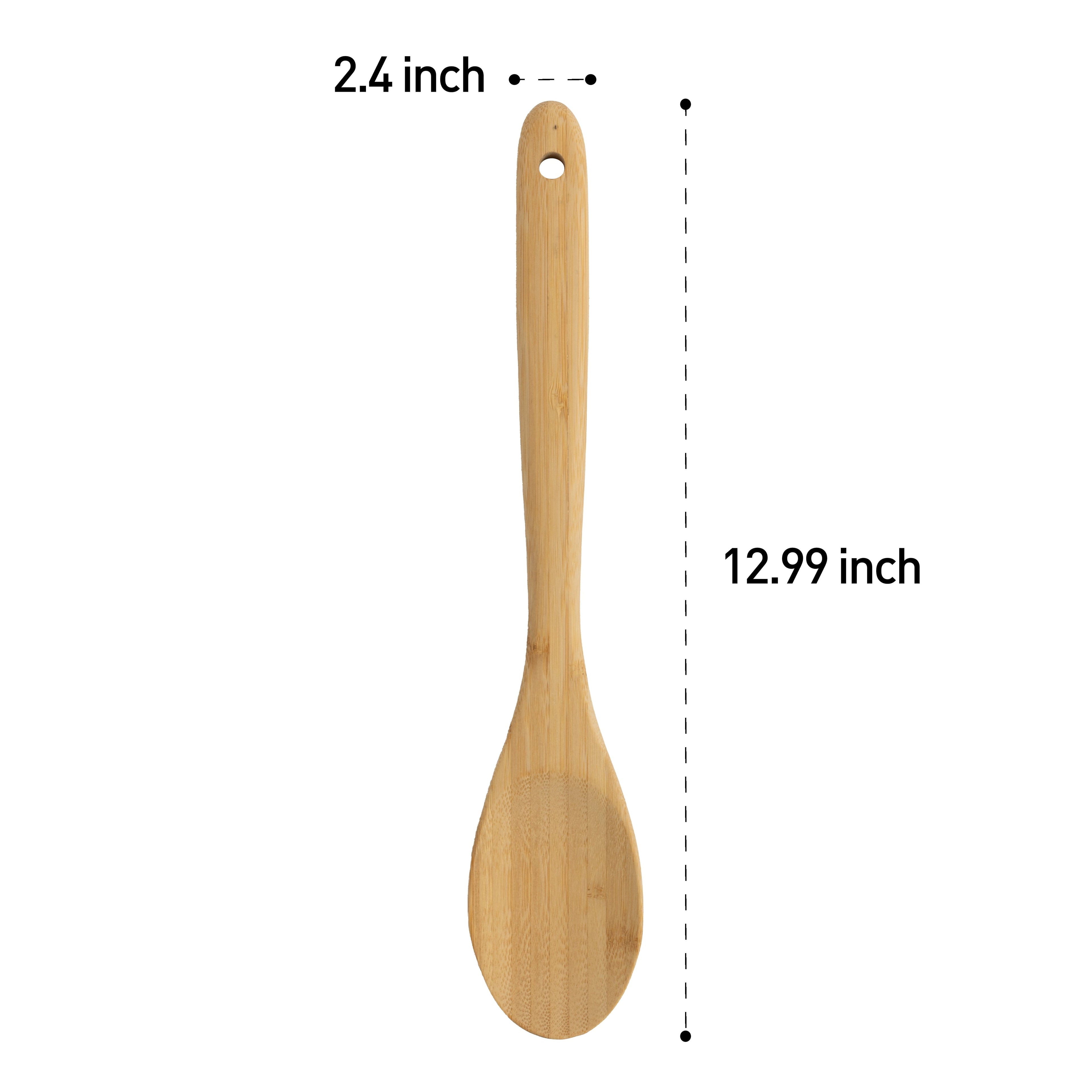Heavy Duty Bamboo Cooking Spoon Natural Bamboo Crafted, 13" L, Kitchen Prep - Multi-Purpose Hand Tool for Daily Meal Prep Detail
