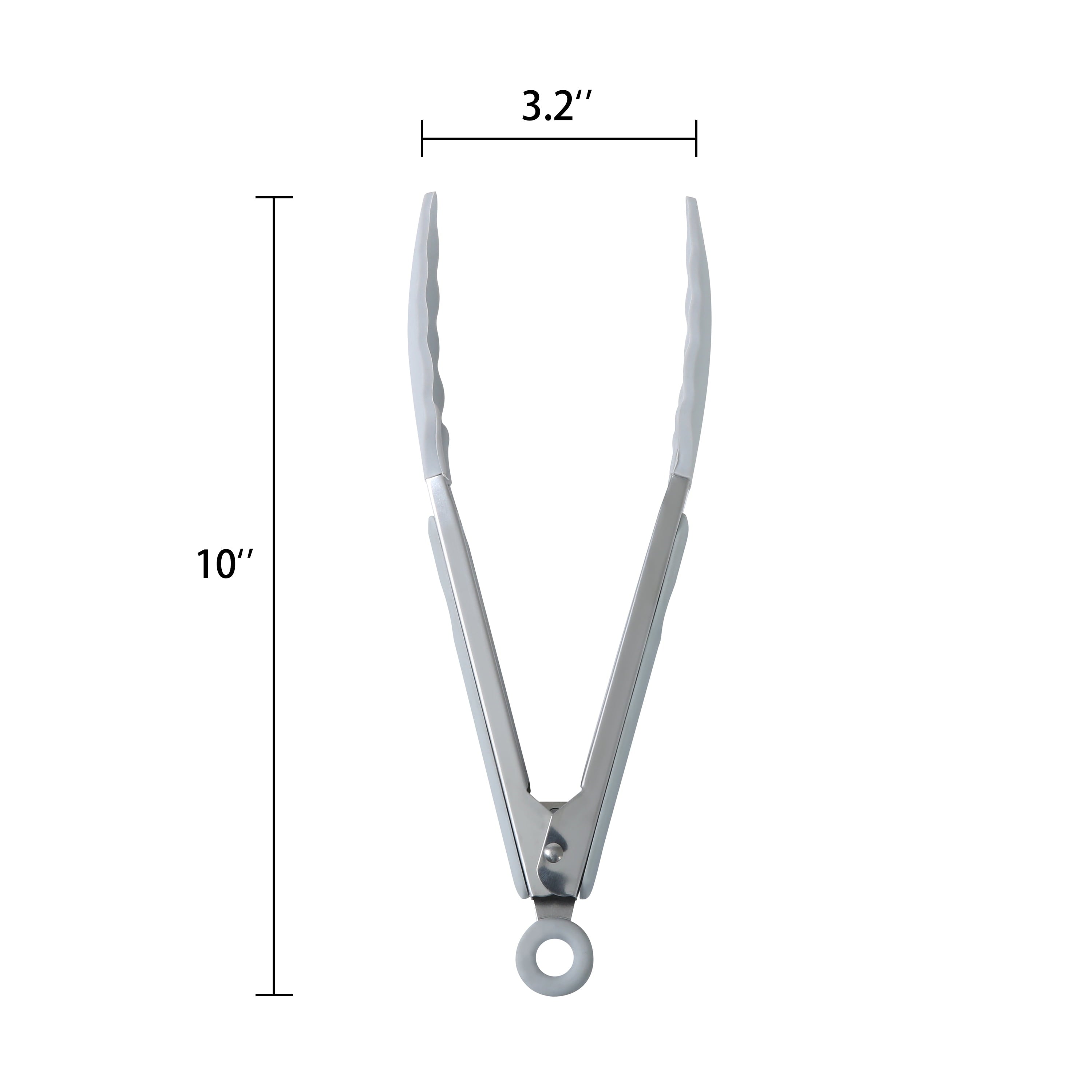Professional Grade 9" Stainless Steel and Silicone Locking Tongs, Soft Grip Handle, Grey Flannel - High-Precision Culinary Tool for Baking & Cooking Detail