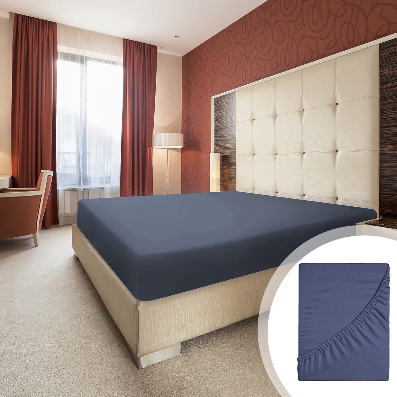 Breathable Luxury Bed Sheet, Queen Size - Deep Pocket Soft Wrinkle and Fade Resistant - Breathable Egyptian Cotton Flat & Fitted Sheets Detail