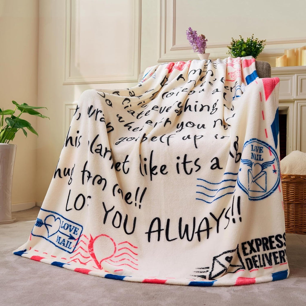 Reversible Sherpa Blanket for Mom 50" x 60" Soft Flannel Throw Blanket Birthday Mother's Day Gift，Ivory White - Lightweight Plush Warm Blanket for All Seasons Detail