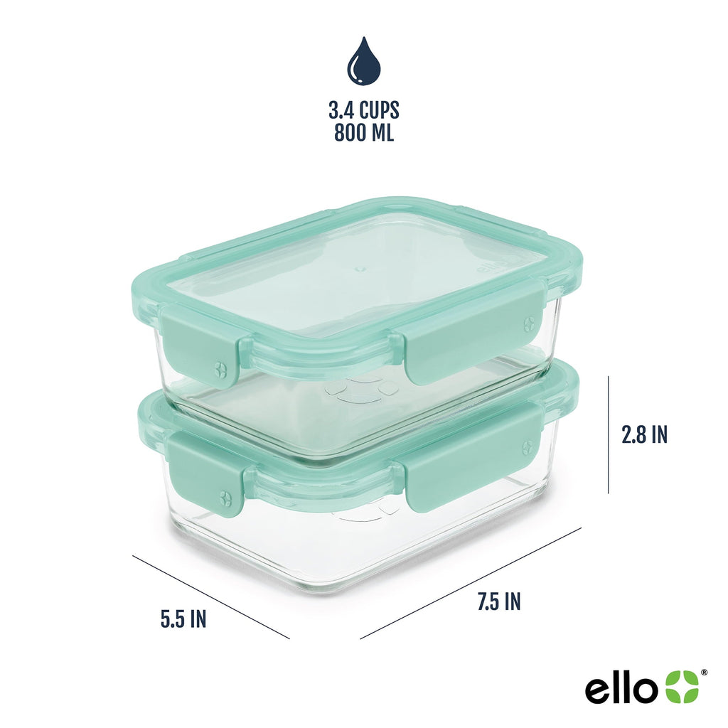Playful Geometric 3.4 Cup 2 Pack Glass Meal Prep Containers with Locking Lids - Playful Star & Heart Shaped Geometric NeeDoh Detail
