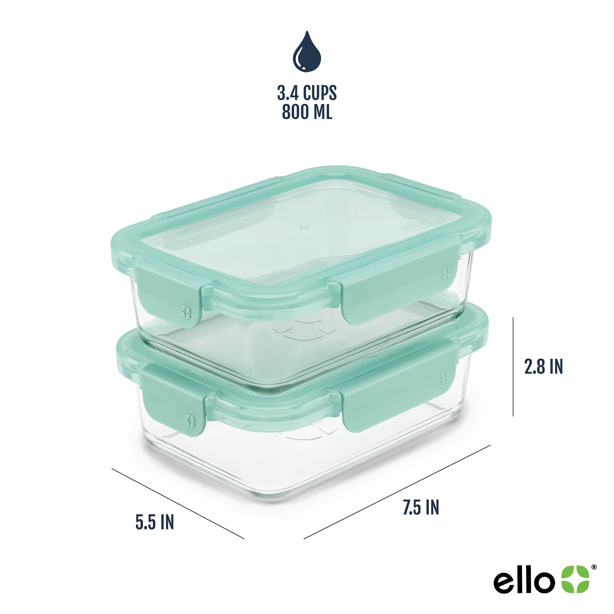 Playful Geometric 3.4 Cup 2 Pack Glass Meal Prep Containers with Locking Lids - Playful Star & Heart Shaped Geometric NeeDoh Detail