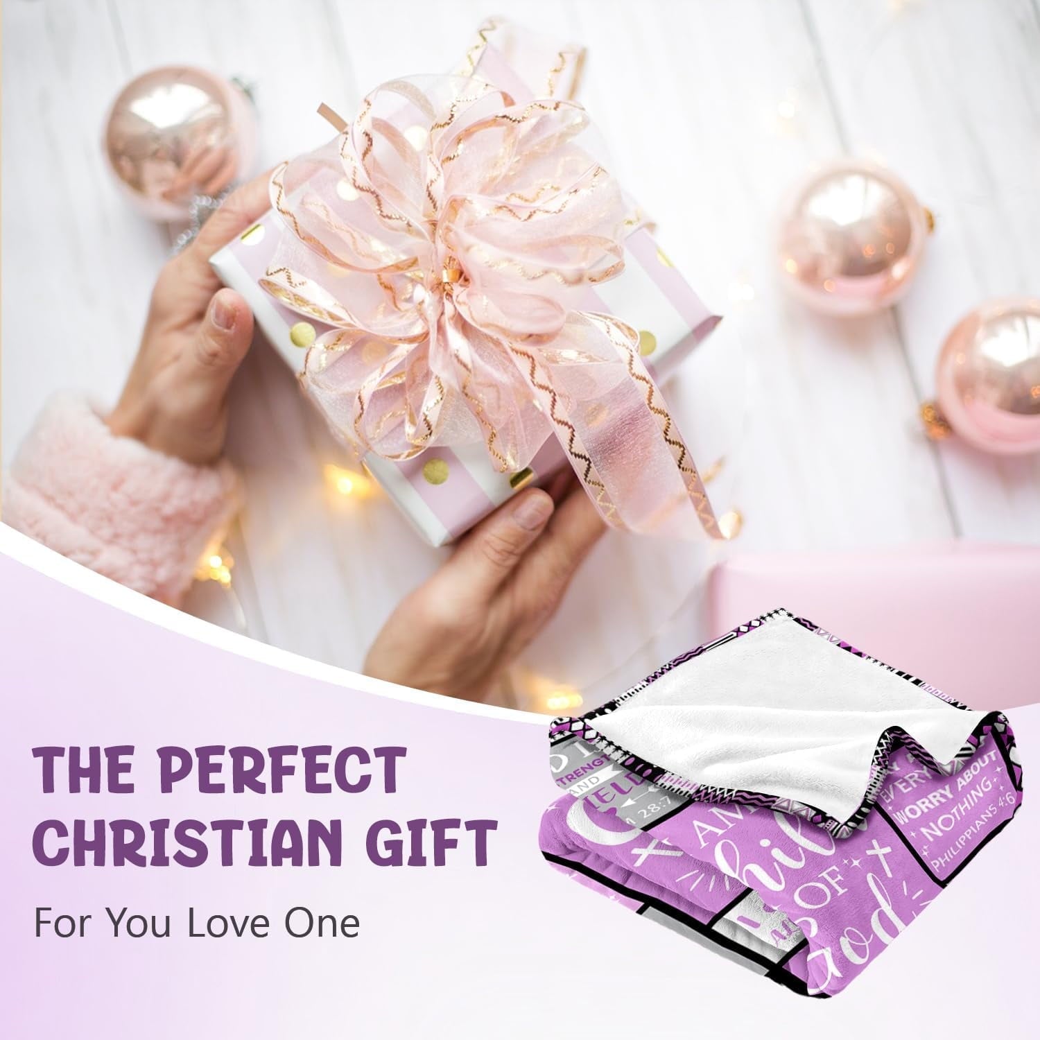 Cozy Fleece Christian Gifts for Women - Baptism Gifts for Girl - Child of God Blanket - Inspirational Birthday Religious Catholic... - Lightweight Plush Warm Blanket for All Seasons Detail
