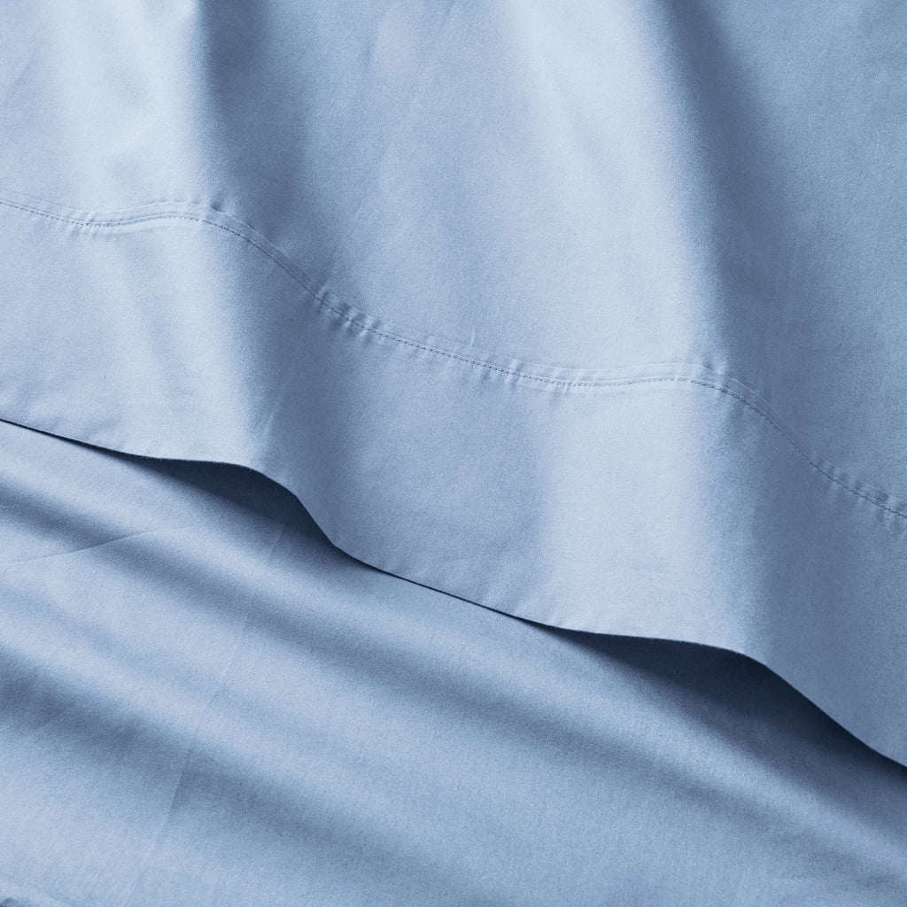 Ultra-Soft Cool & Crisp 3-Piece 300 Thread Count Blue Water Cotton Percale Sheet Set, Twin - Luxury Bed Sheet Set with Deep Pockets Detail