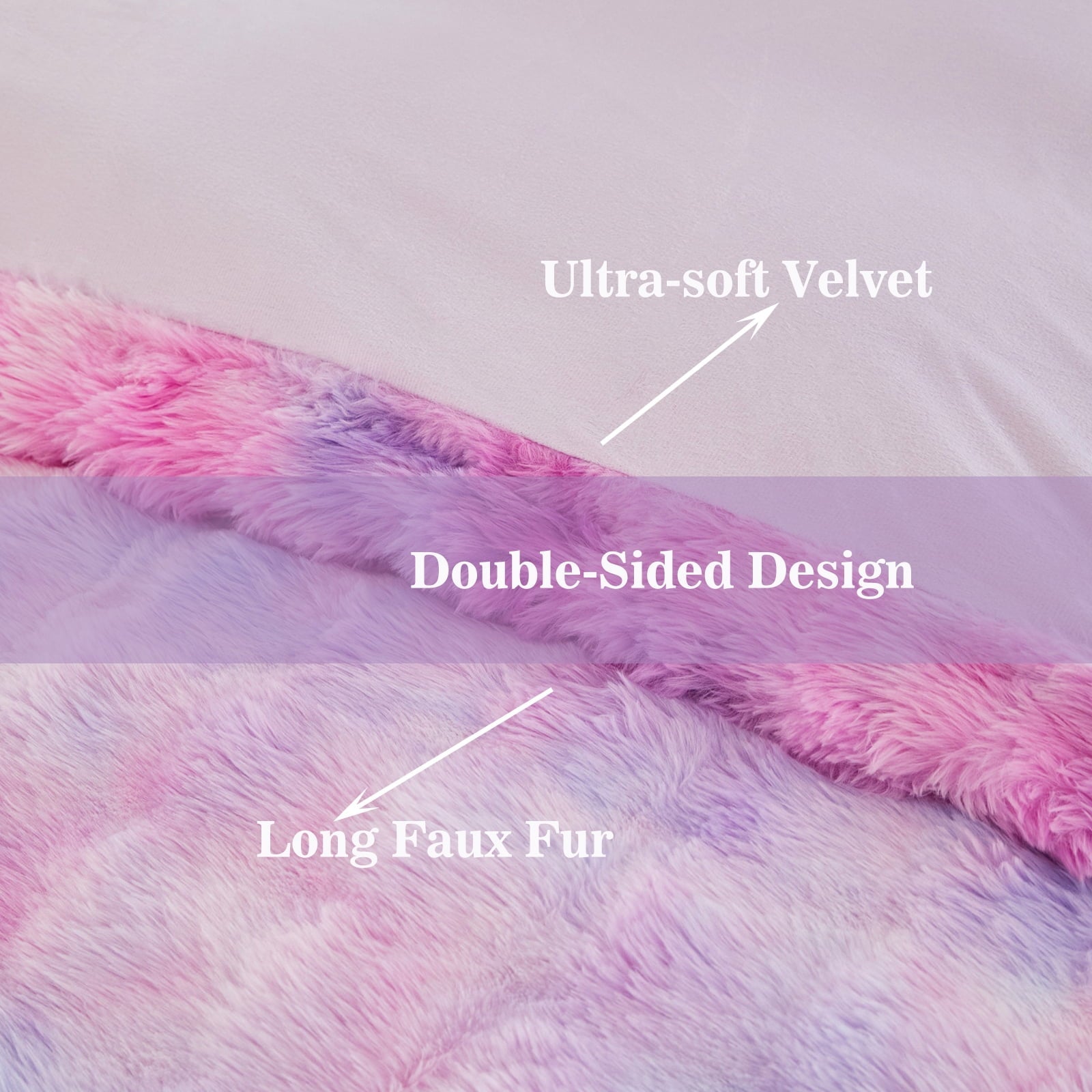 Hypoallergenic Cloud Faux Rabbit Fur Comforter Set Twin 3Pcs Girls Blue Purple Bedding Set Tie-Dyeing Soft Bed Comforter Set Warm Fuzzy Ki... - Hypoallergenic Ultra-Fluffy Quilt for Winter Detail