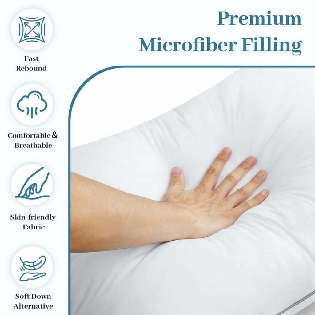 Ergonomic Memory Foam Pillows Queen Size Set of 2, Bed Pillows for Side, Back and Stomach Sleepers, Super Soft Down Alternative Filling, Lu... - Hotel Quality Plush Sleeping Pillows Detail