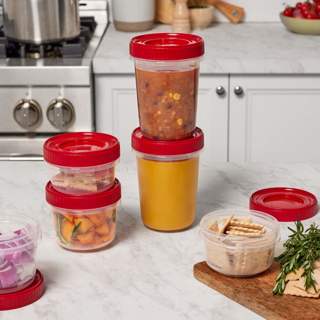 Fun Food Fidget 12 Piece Food Storage Set, Red - Playful Star & Heart Shaped Geometric NeeDoh Detail