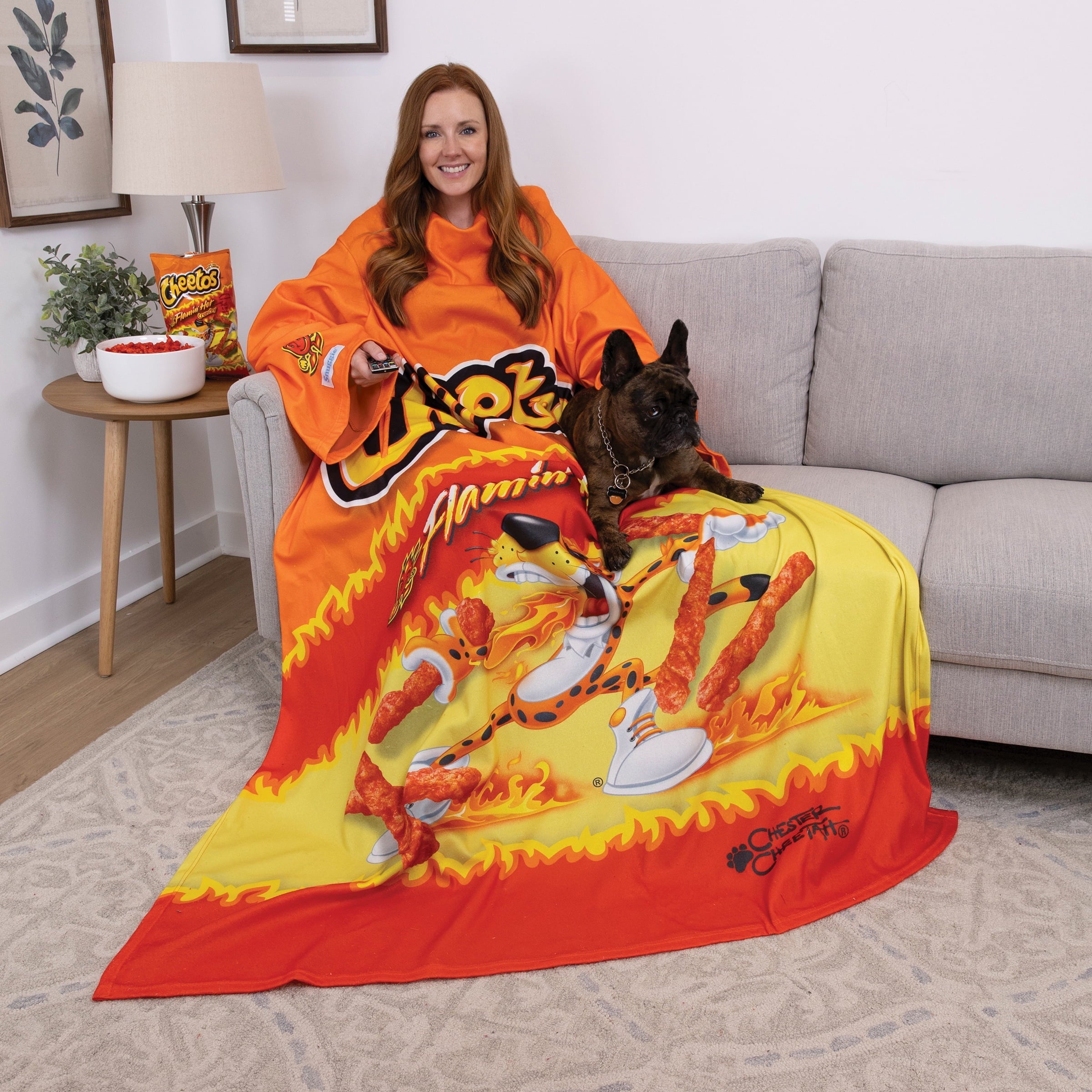 Super Soft Flannel Cheetos Flaming Hot Wearable Blanket - Lightweight Plush Warm Blanket for All Seasons Detail