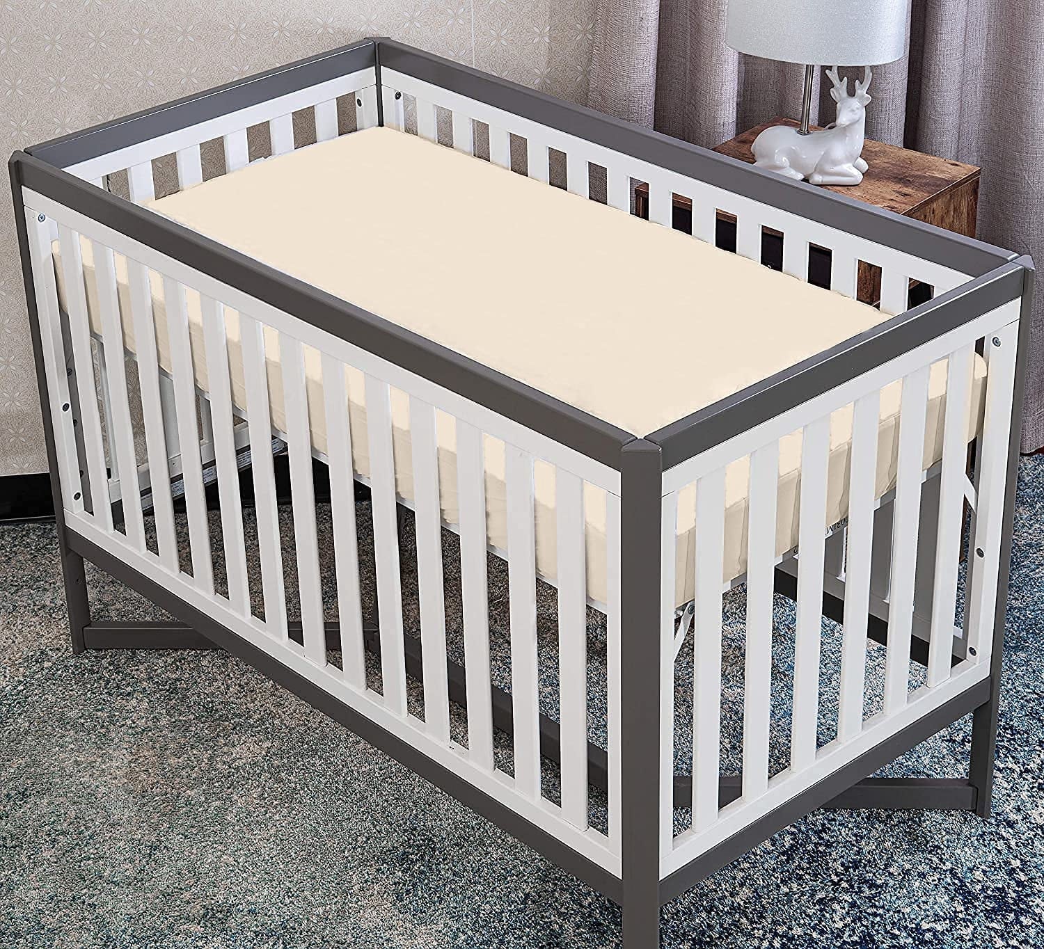 Breathable Luxury Luxurious Hotel Quality Crib Fitted Sheet – 100% Cotton – Ultra Soft, Skin-Friendly & Hypoallergenic – Deep Pocket Fi... - Breathable Egyptian Cotton Flat & Fitted Sheets Detail