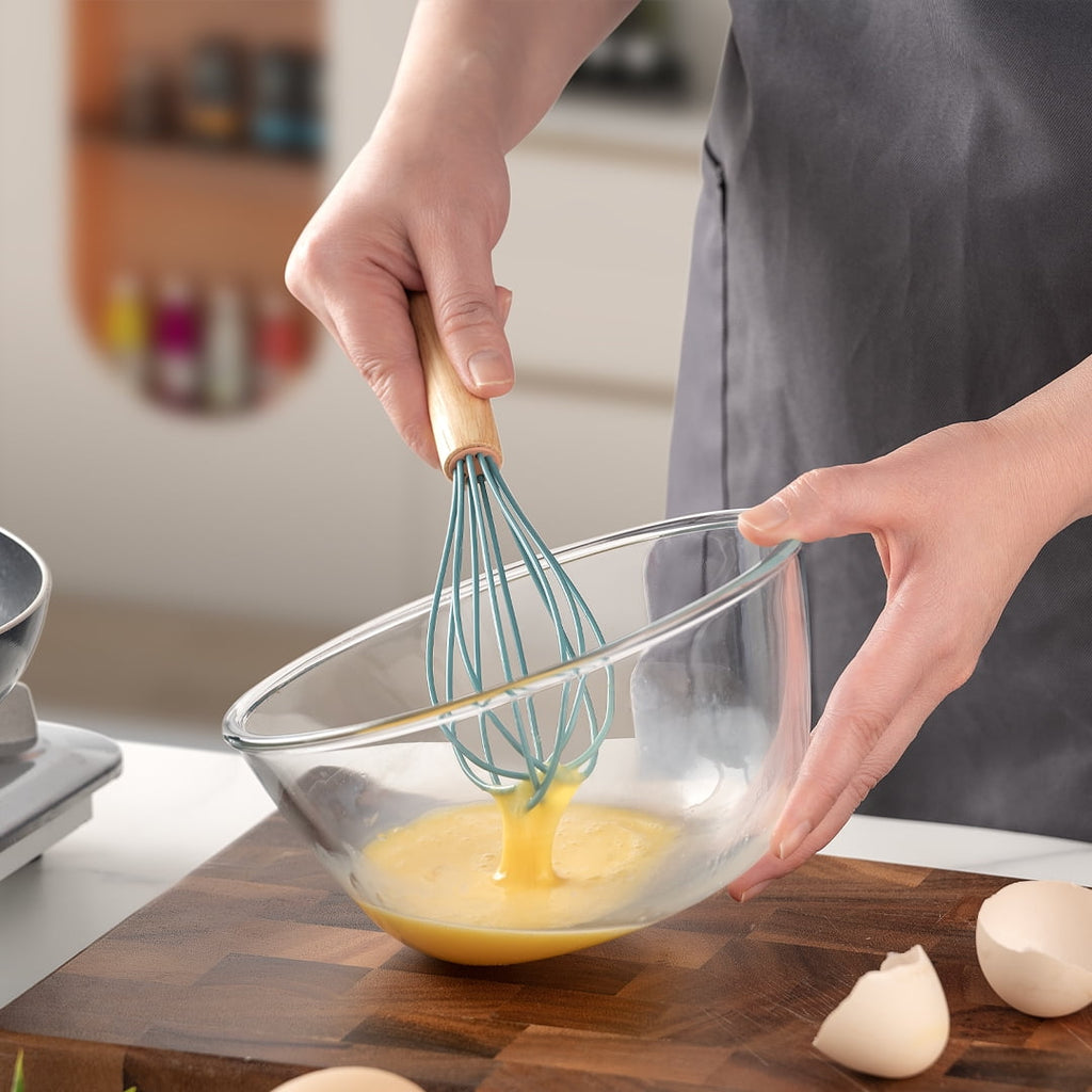 Ergonomic Cooking Small Silicone Cooking Utensils with Holder Set (12Pack), Aqua Kitchen Tools with Wooden Handle for Nonstick... - Durable Turner & Ladle Utensil Set for Home Chefs Detail
