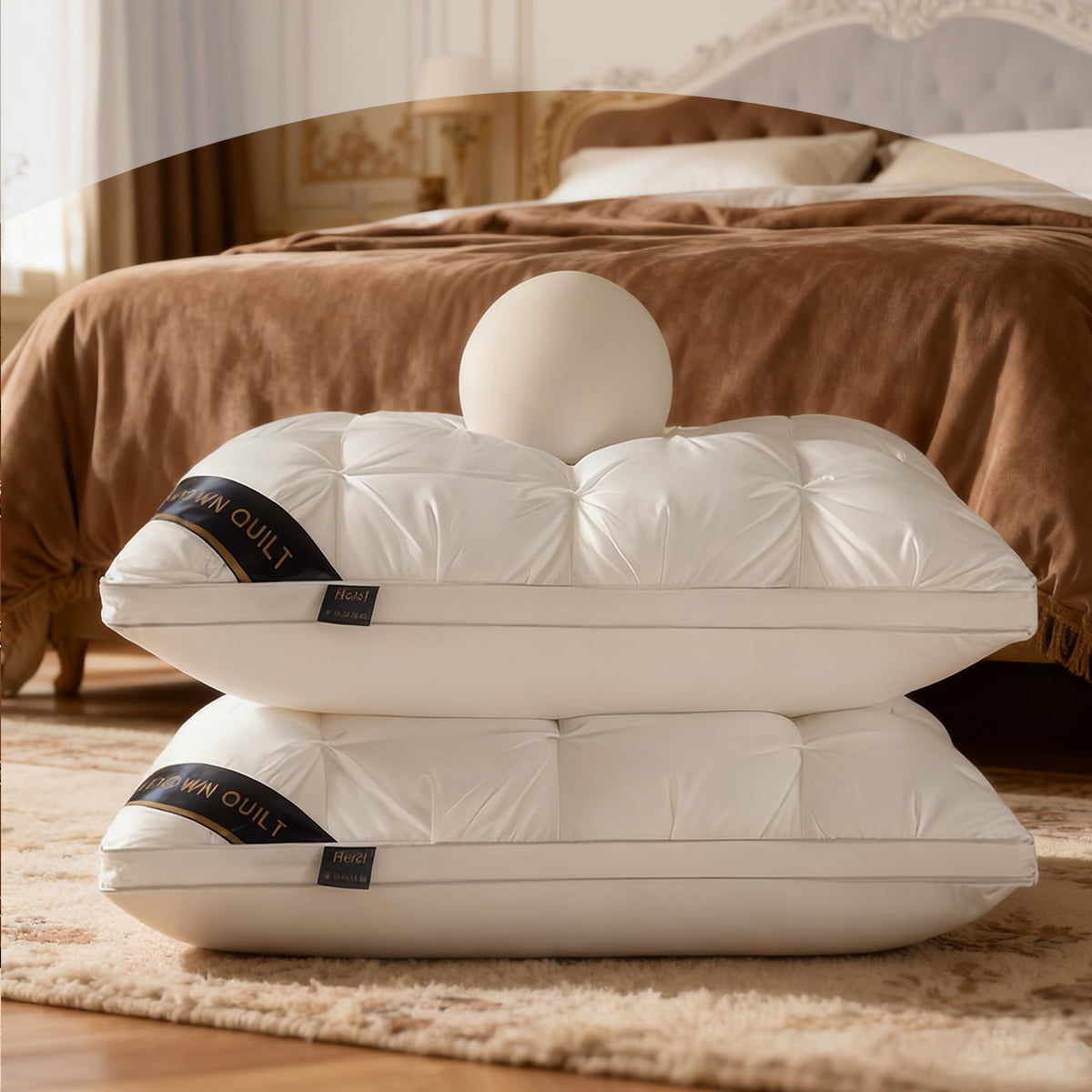 Fluffy Shredded 2-Pack 3-Line Grid Bed Pillow (20.1" x 13.97") - Soft, Breathable and Hypoallergenic - Hotel Quality Plush Sleeping Pillows Detail