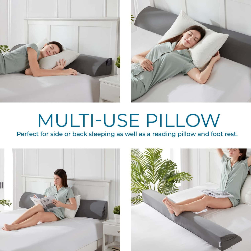 Orthopedic Support Bed Wedge Pillow for Headboard, Mattress Gap Filler Headboard Pillow, Queen Size - Decorative Throw Pillow Cushion for Sofa & Bed Detail
