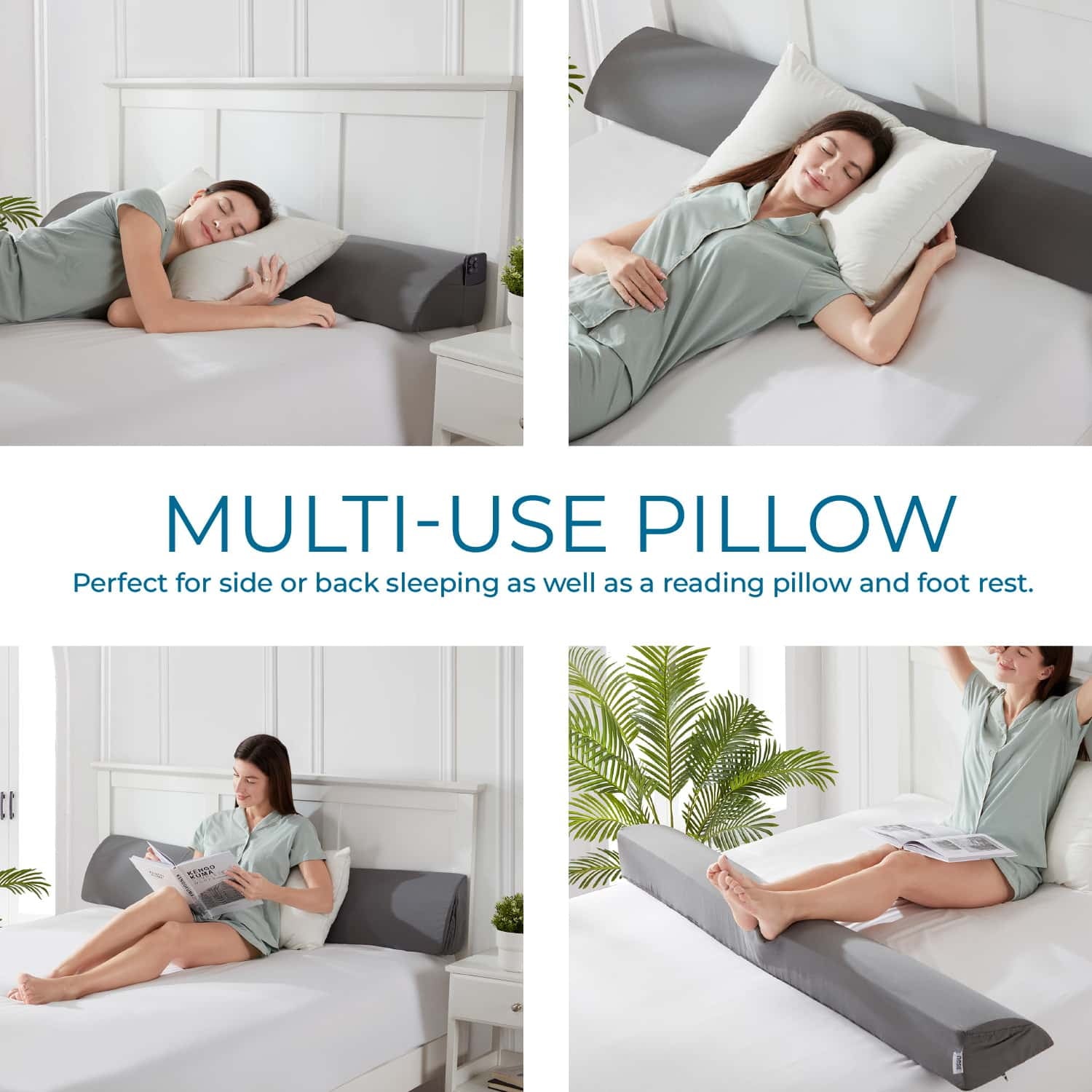 Orthopedic Support Bed Wedge Pillow for Headboard, Mattress Gap Filler Headboard Pillow, Queen Size - Decorative Throw Pillow Cushion for Sofa & Bed Detail