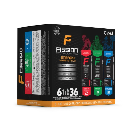 Vitamin-Infused Fission 6-Pack Variety Pack 97EI - Electrolyte Hydration Enhanced Taste Cartridges Detail