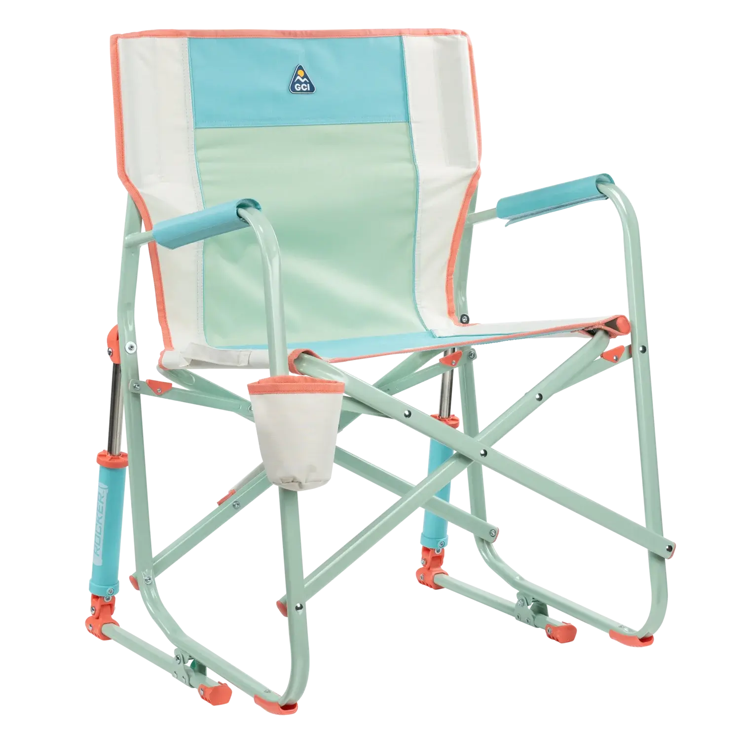 Patented Spring-Action Freestyle Rocker - Choice 711 - Heavy-Duty Kickback Rocker with Beverage Holder - Ivory