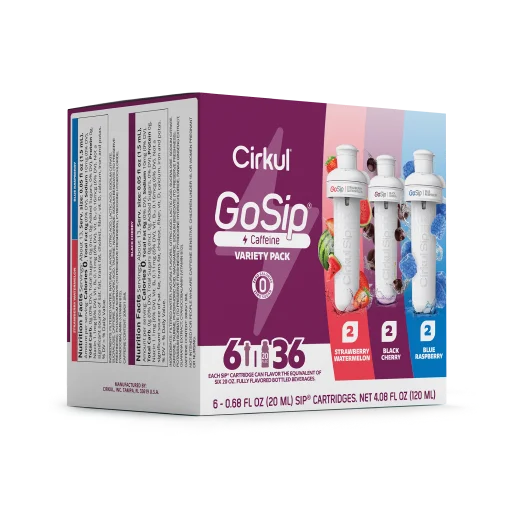 Natural Fruit Flavored GoSip 6-Pack Variety Pack CB6Q - Electrolyte Hydration Enhanced Taste Cartridges Detail