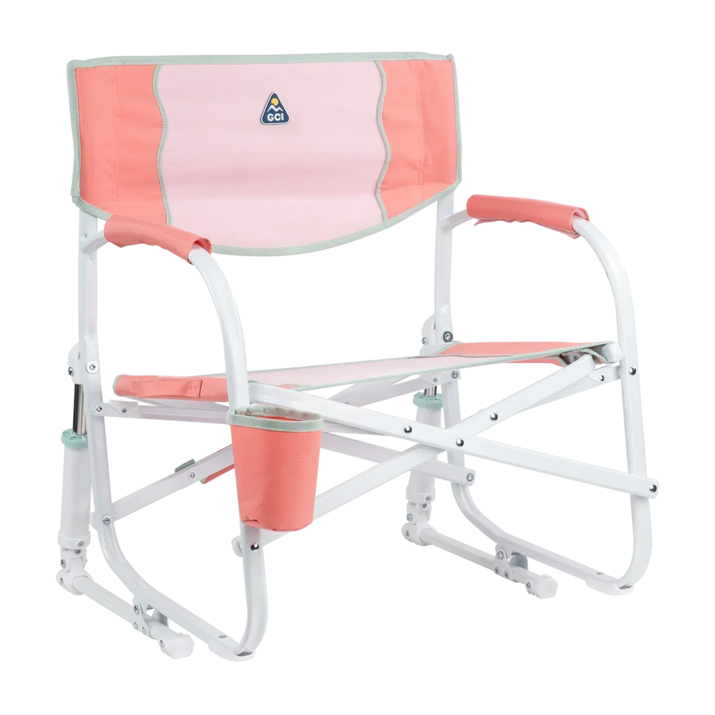 Premium All-Weather Grab & Go Rocker - Choice 551 - Heavy-Duty Kickback Rocker with Beverage Holder - Coral