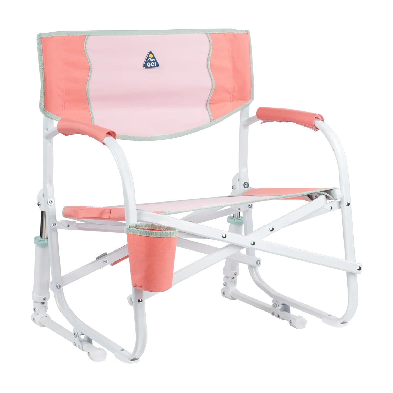 Premium All-Weather Grab & Go Rocker - Choice 551 - Heavy-Duty Kickback Rocker with Beverage Holder - Coral