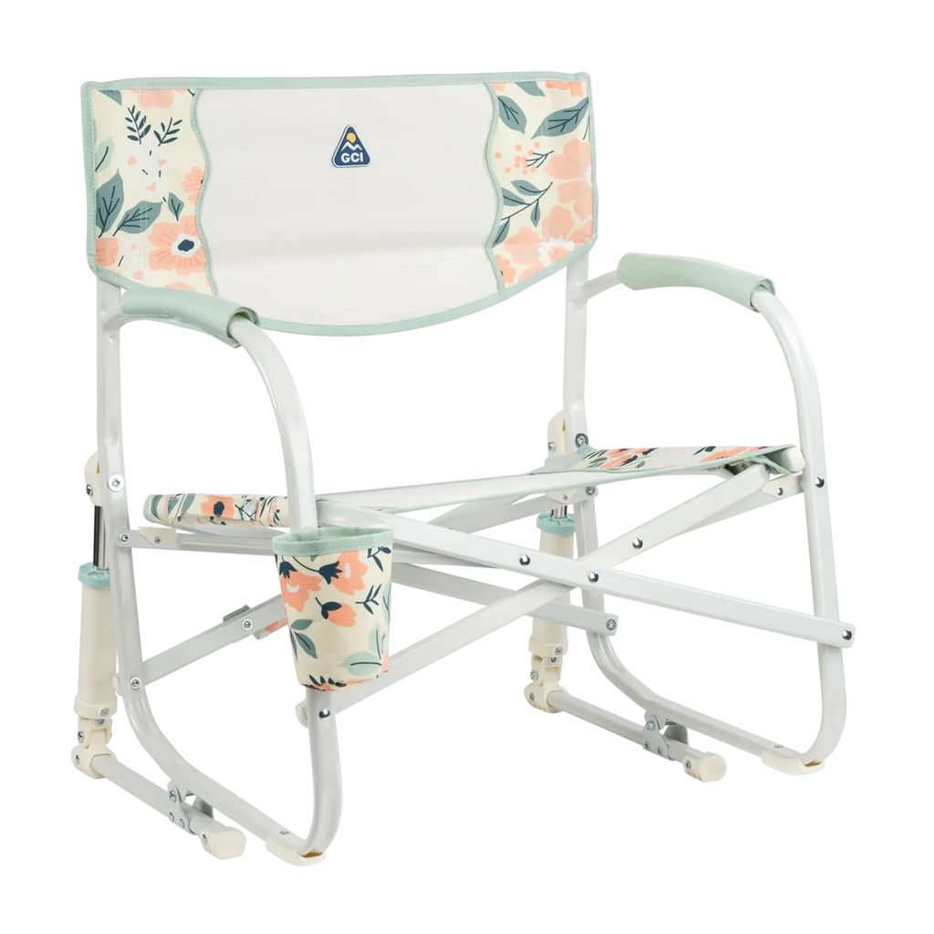 Premium All-Weather Grab & Go Rocker - Choice 551 - Heavy-Duty Kickback Rocker with Beverage Holder - Floral Bouquet