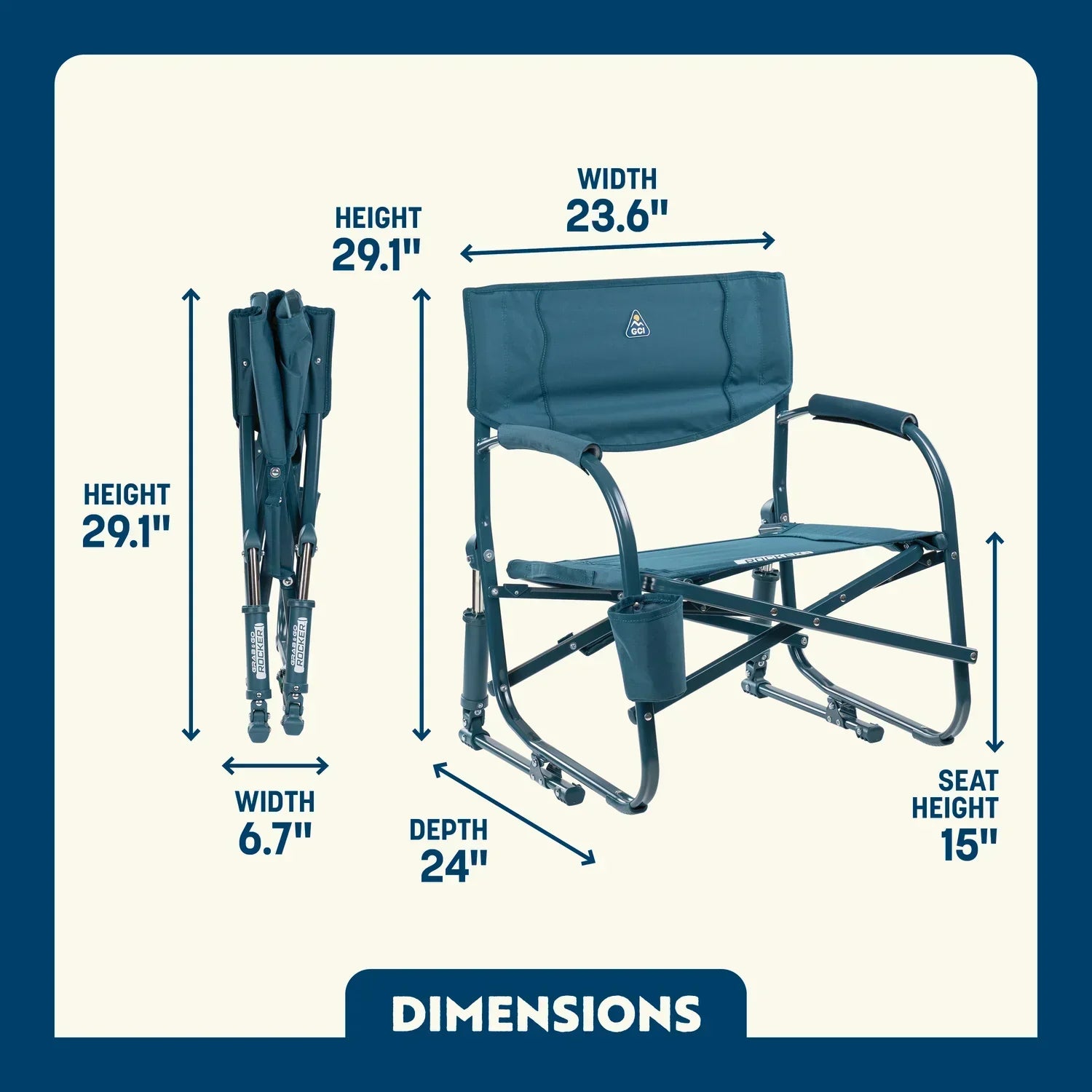 Premium All-Weather Grab & Go Rocker - Choice 551 - Heavy-Duty Kickback Rocker with Beverage Holder Detail