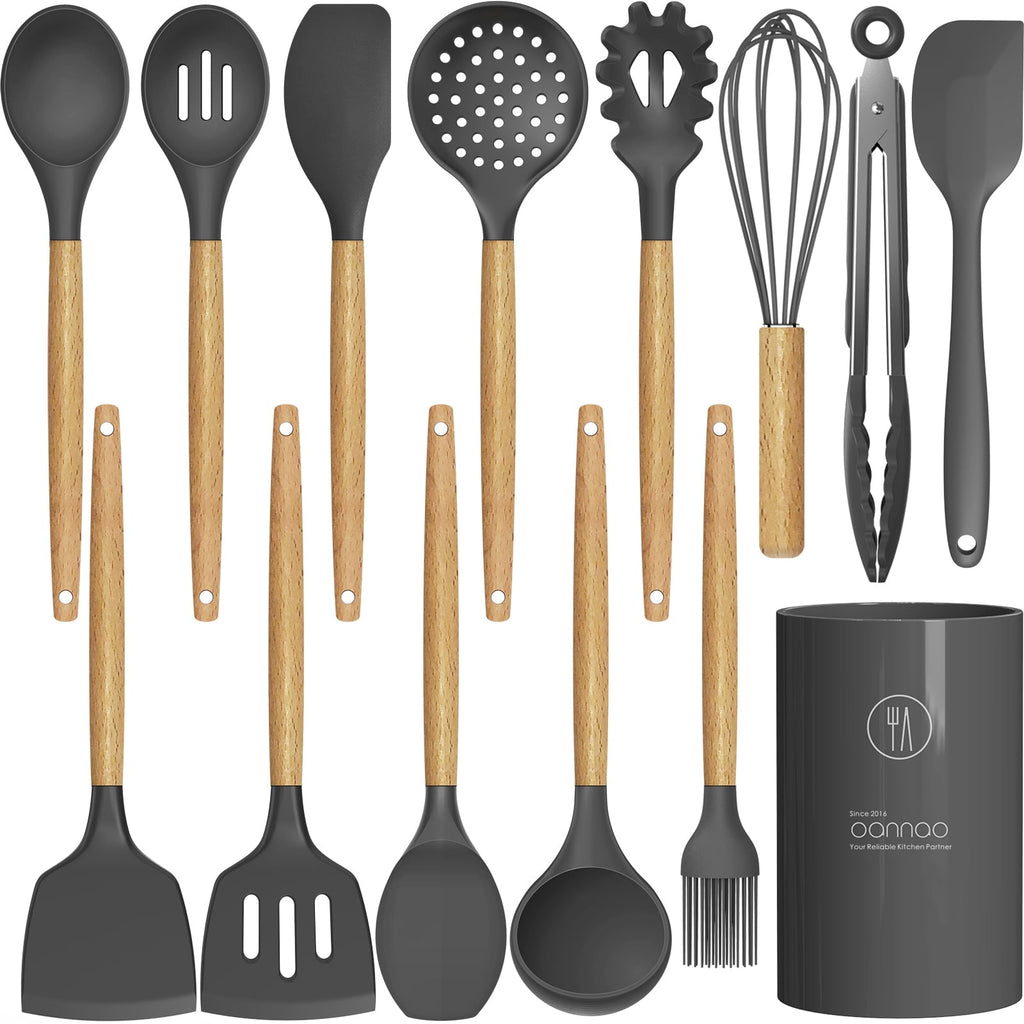 Seamless One-Piece Silicone Cooking Utensils Set - 446°F Heat Resistant Silicone Kitchen Utensils for Cooking,Kitchen Utensil Spatula Se... - Durable Turner & Ladle Utensil Set for Home Chefs - Default Title