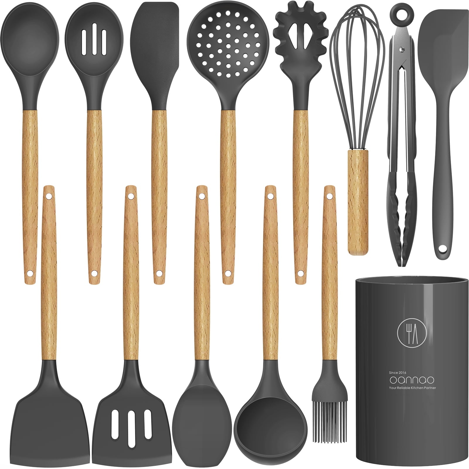 Seamless One-Piece Silicone Cooking Utensils Set - 446°F Heat Resistant Silicone Kitchen Utensils for Cooking,Kitchen Utensil Spatula Se... - Durable Turner & Ladle Utensil Set for Home Chefs - Default Title