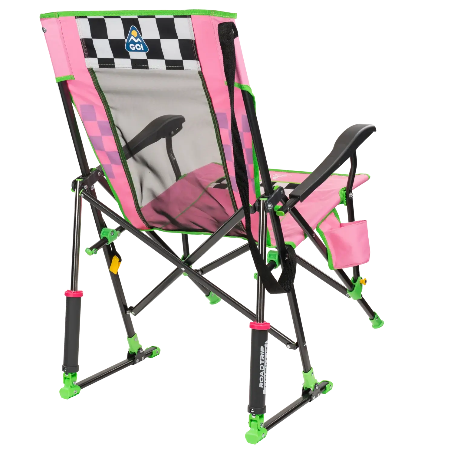 Premium All-Weather RoadTrip Rocker - NASCAR For Her - Choice 560 - Patented Spring-Action Rocking Chair for Camping Detail