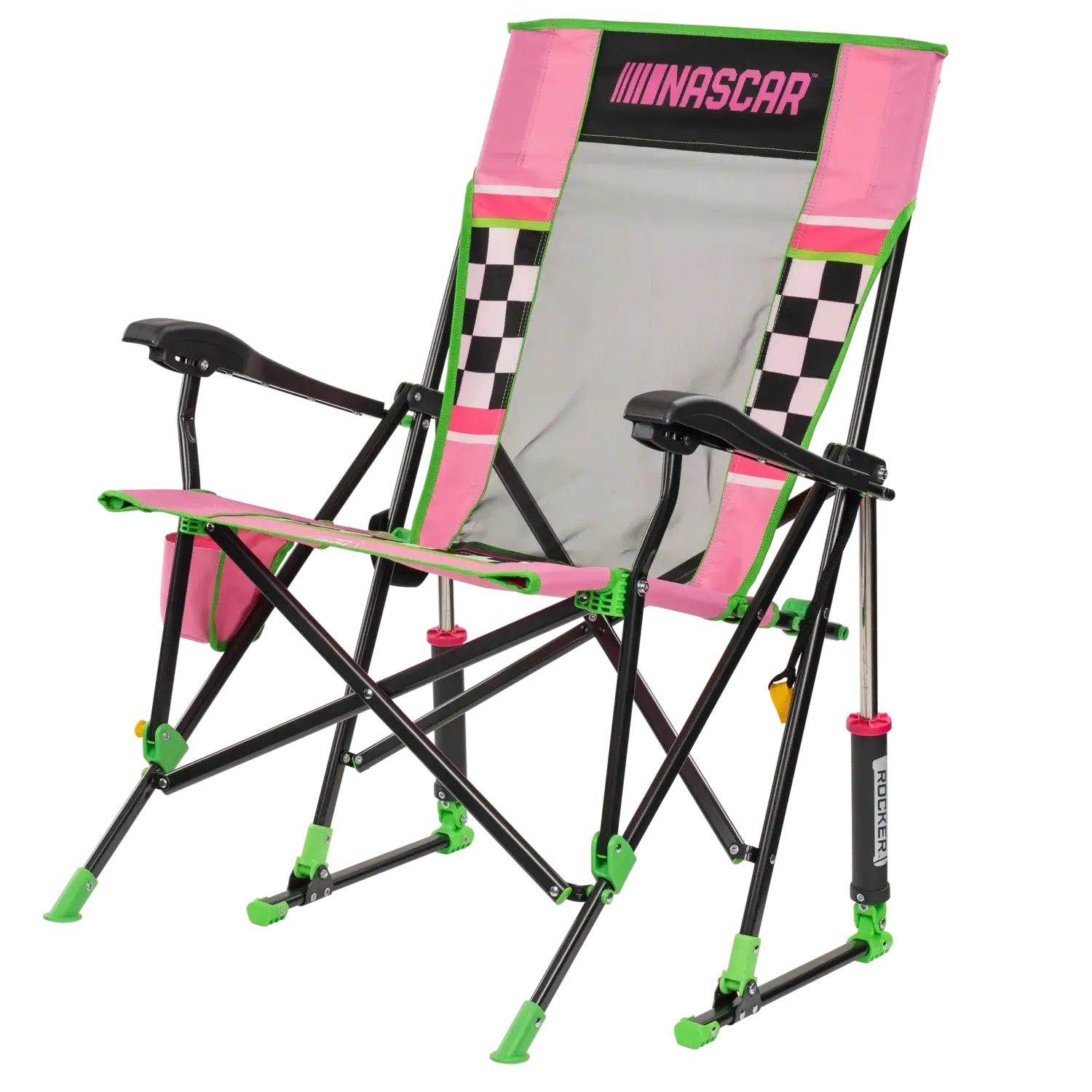 Premium All-Weather RoadTrip Rocker - NASCAR For Her - Choice 560 - Patented Spring-Action Rocking Chair for Camping Detail