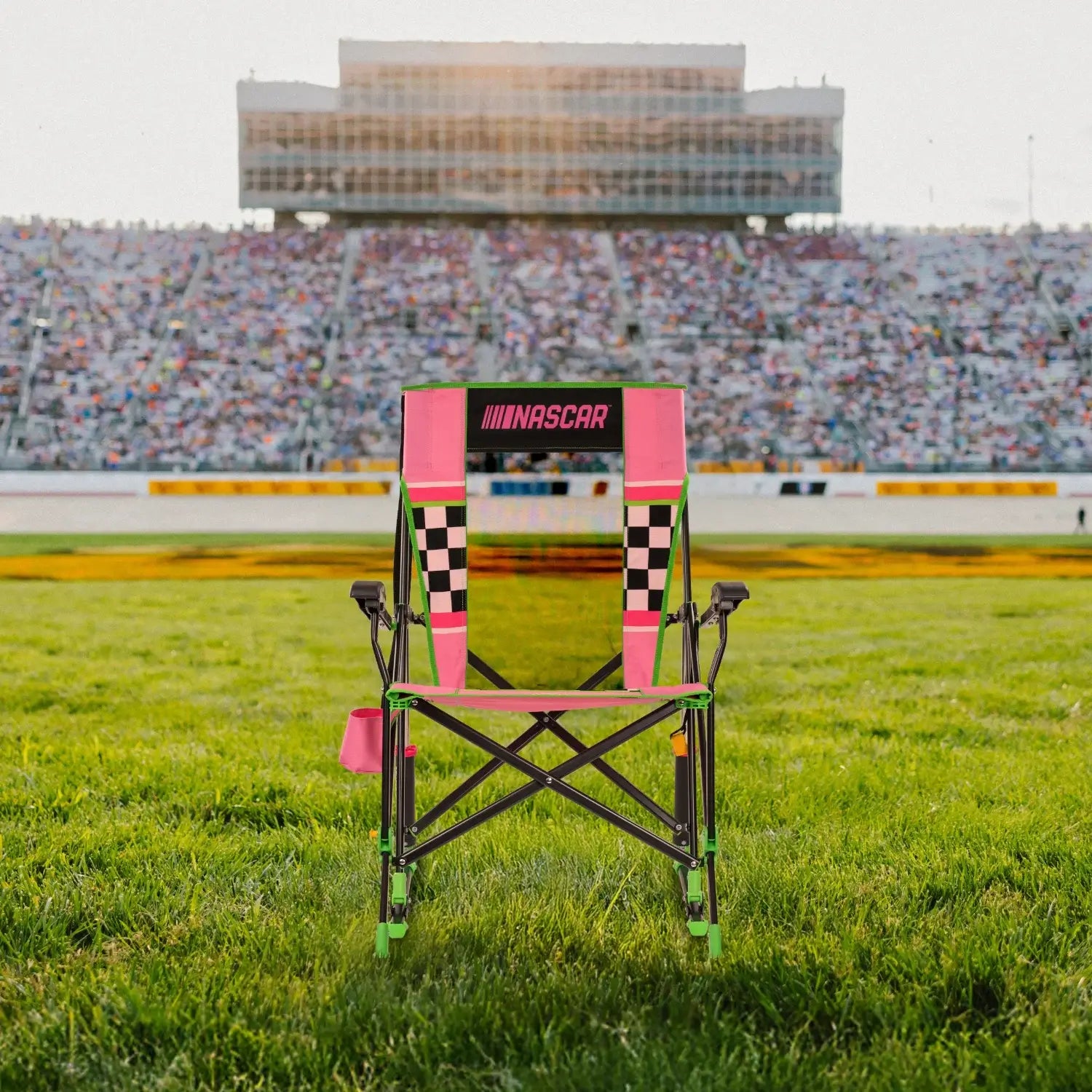 Premium All-Weather RoadTrip Rocker - NASCAR For Her - Choice 560 - Patented Spring-Action Rocking Chair for Camping Detail