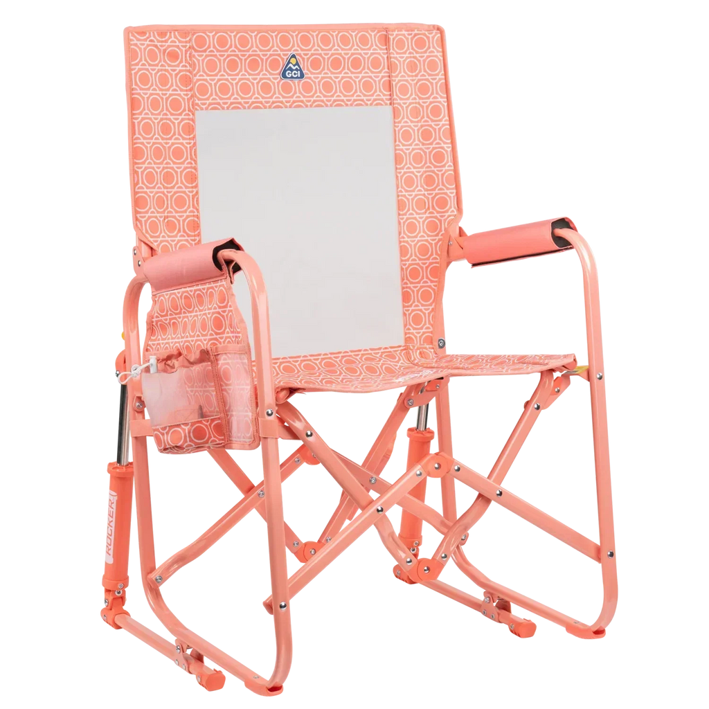 Smooth Motion Stowaway Rocker - Choice 794 - Patented Spring-Action Rocking Chair for Camping - Coral Mosaic