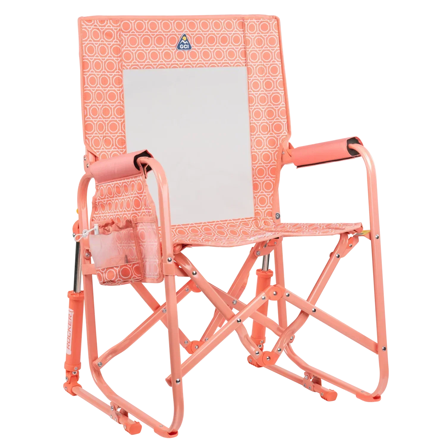 Smooth Motion Stowaway Rocker - Choice 794 - Patented Spring-Action Rocking Chair for Camping - Coral Mosaic