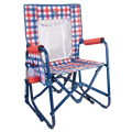 Premium All-Weather Stowaway Rocker with Storage Pouch - Choice 573 - Heavy-Duty Kickback Rocker with Beverage Holder - Patriotic Plaid