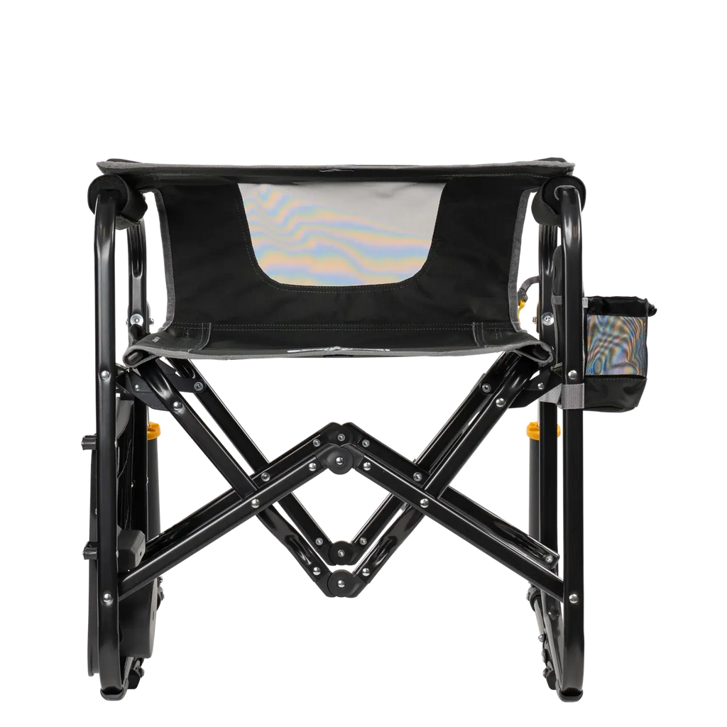Luxury Camp Stowaway Rocker with Side Table - Choice 253 - Heavy-Duty Kickback Rocker with Beverage Holder Detail