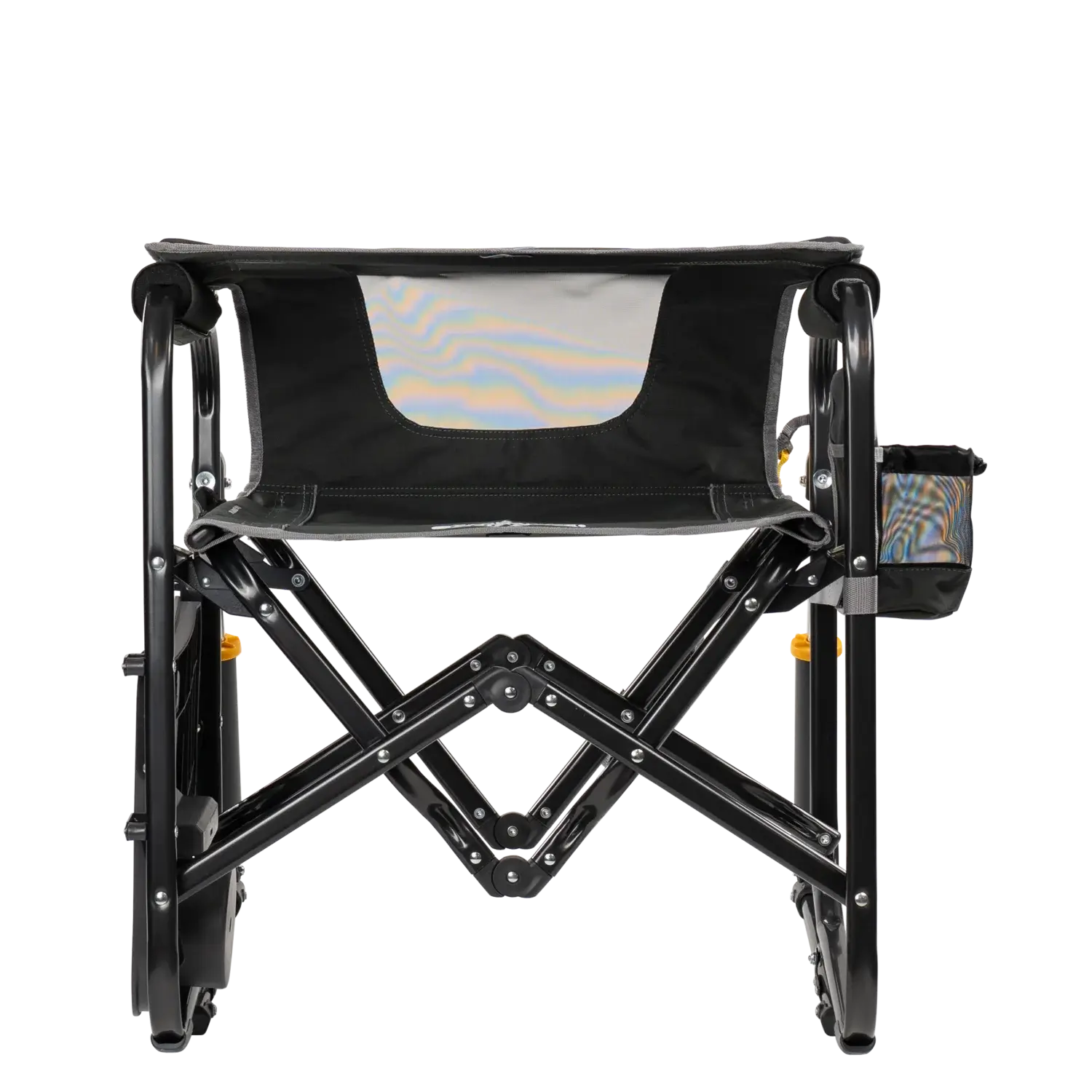 Luxury Camp Stowaway Rocker with Side Table - Choice 253 - Heavy-Duty Kickback Rocker with Beverage Holder Detail