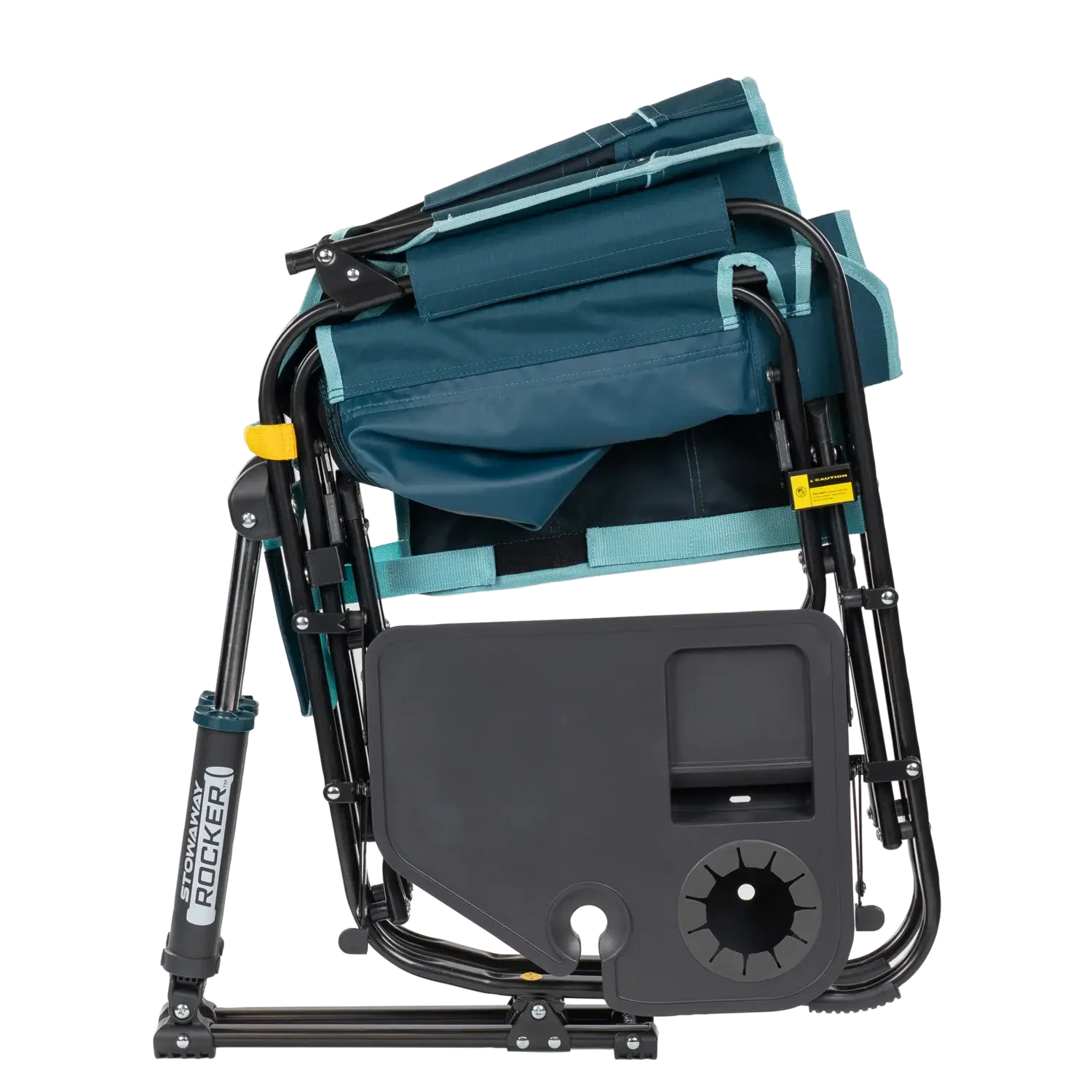 Luxury Camp Stowaway Rocker with Side Table - Choice 253 - Heavy-Duty Kickback Rocker with Beverage Holder Detail
