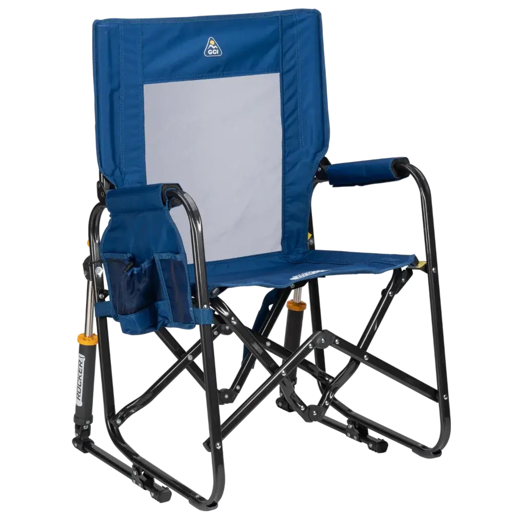 Smooth Motion Stowaway Rocker - Choice 794 - Patented Spring-Action Rocking Chair for Camping - Soft Navy