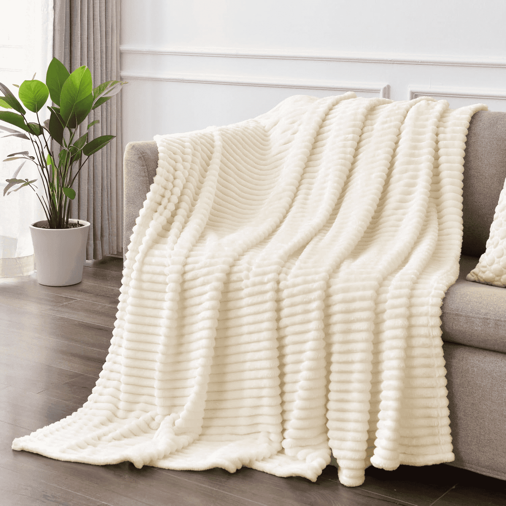 Super Soft Flannel Throw Size Blanket, Extra Soft Lightweight Bed Blanket with Strip , Plush Fuzzy Cozy Throws for Couch, Bed, Sofa Cozy... - Super Soft Reversible Sherpa Flannel Blanket - Default Title