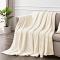 Super Soft Flannel Throw Size Blanket, Extra Soft Lightweight Bed Blanket with Strip , Plush Fuzzy Cozy Throws for Couch, Bed, Sofa Cozy... - Super Soft Reversible Sherpa Flannel Blanket - Default Title