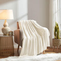 Lightweight Warm Throw Blanket, 50x60 inch Soft & Warm Blanket for Sleep Snap, Lightweight Reversible Bed Blankets and Cozy Throws for... - Luxury Knitted Decorative Throw Blanket with Fringes - Default Title