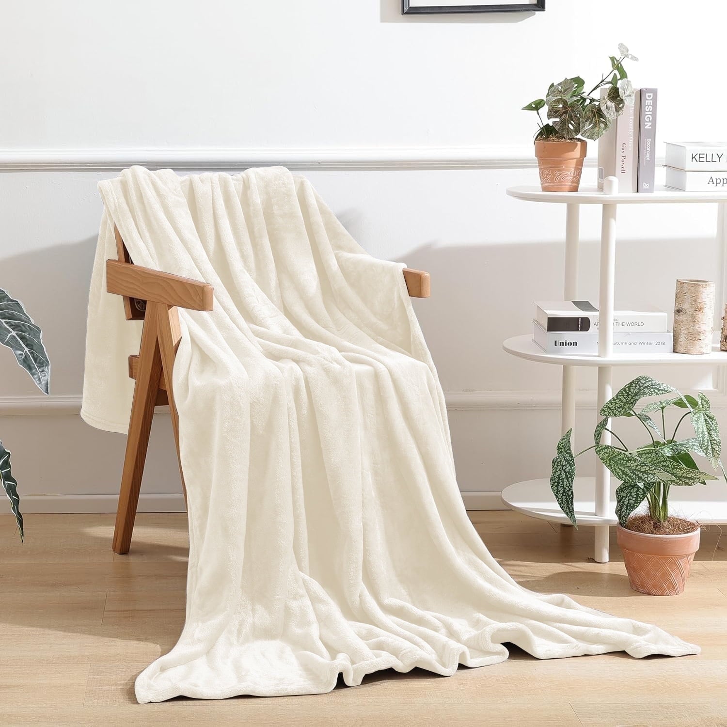 Decorative Knitted Throw Blanket for Couch, Ultra Soft Cream White Throws for Travel Camping Sofa Bed, Lightweight Cozy Bed Blanket for ... - Super Soft Reversible Sherpa Flannel Blanket - Default Title